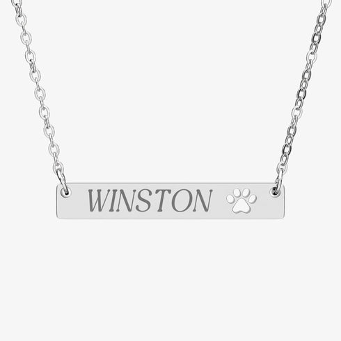 CUSTOM PET NECKLACE paw bar silver