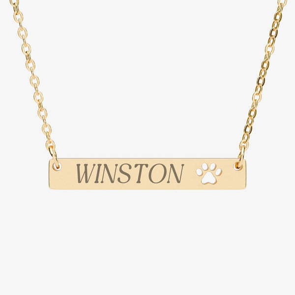 CUSTOM PET NECKLACE paw bar gold