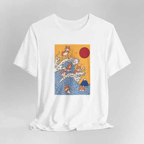 Funny Corgi Shirt for Women - Japanese Art Corgi Lover Tee