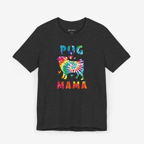 Pug Mom T-Shirt - Retro Tie Dye Pug Shirt for Women