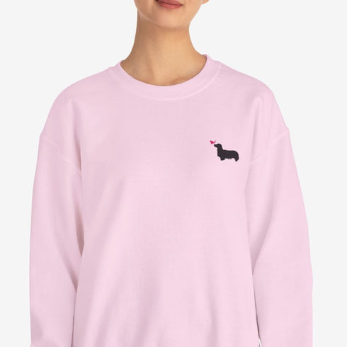 Longhaired Dachshund Sweatshirt for Women - Cute Dachshund Crew Sweatshirt