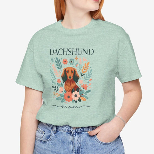 Dachshund T- Shirt for Women - Longhaired Dachshund Mom Shirt