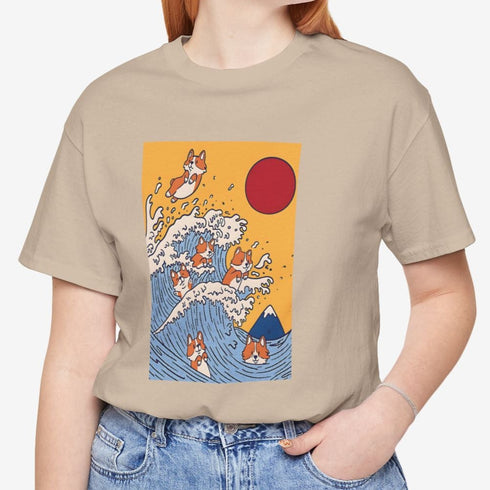 Funny Corgi Shirt for Women - Japanese Art Corgi Lover Tee