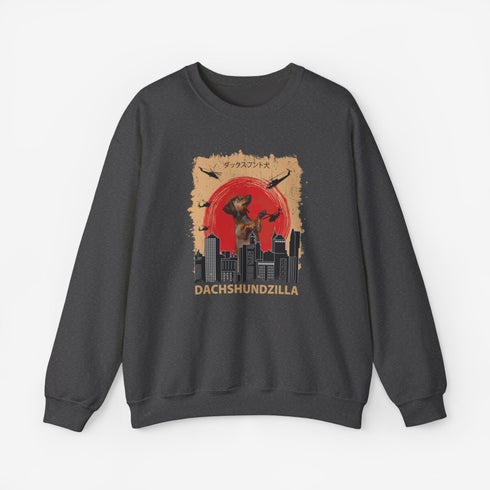 Dachshund Sweatshirt for Women - Funny Dachshundzilla Crew Sweatshirt
