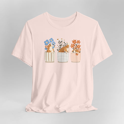corgi t shirt for women. Color soft pink