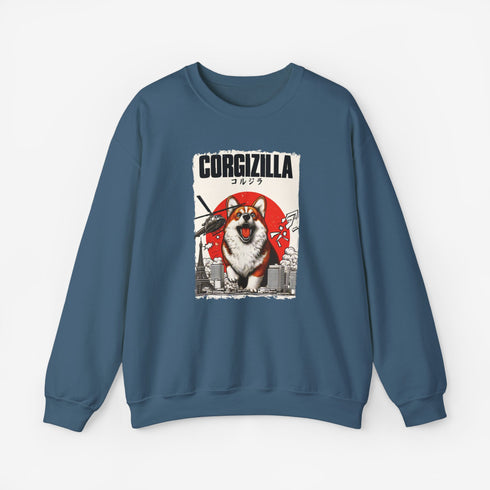 Funny Corgi Sweatshirt for Women - Corgizilla Crew Sweatshirt
