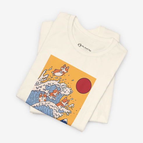 Funny Corgi Shirt for Women - Japanese Art Corgi Lover Tee