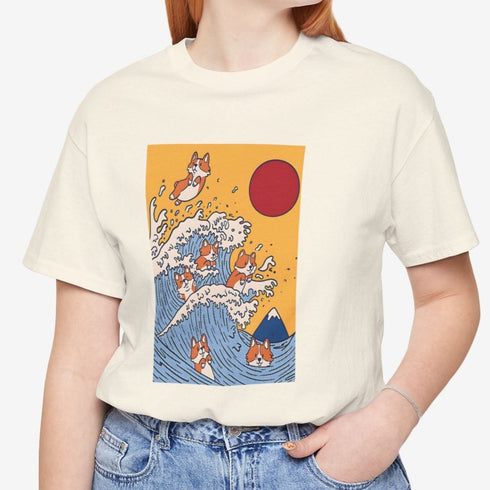 Funny Corgi Shirt for Women - Japanese Art Corgi Lover Tee
