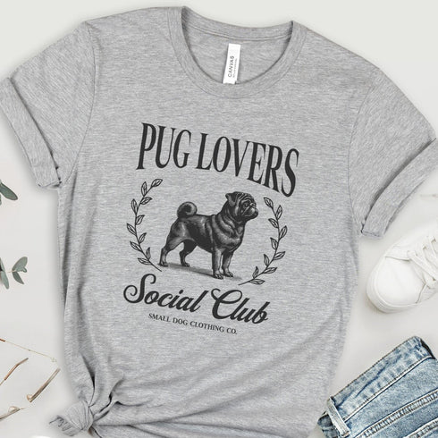 Black Pug Shirt for Women - Pug Lovers Club Tee