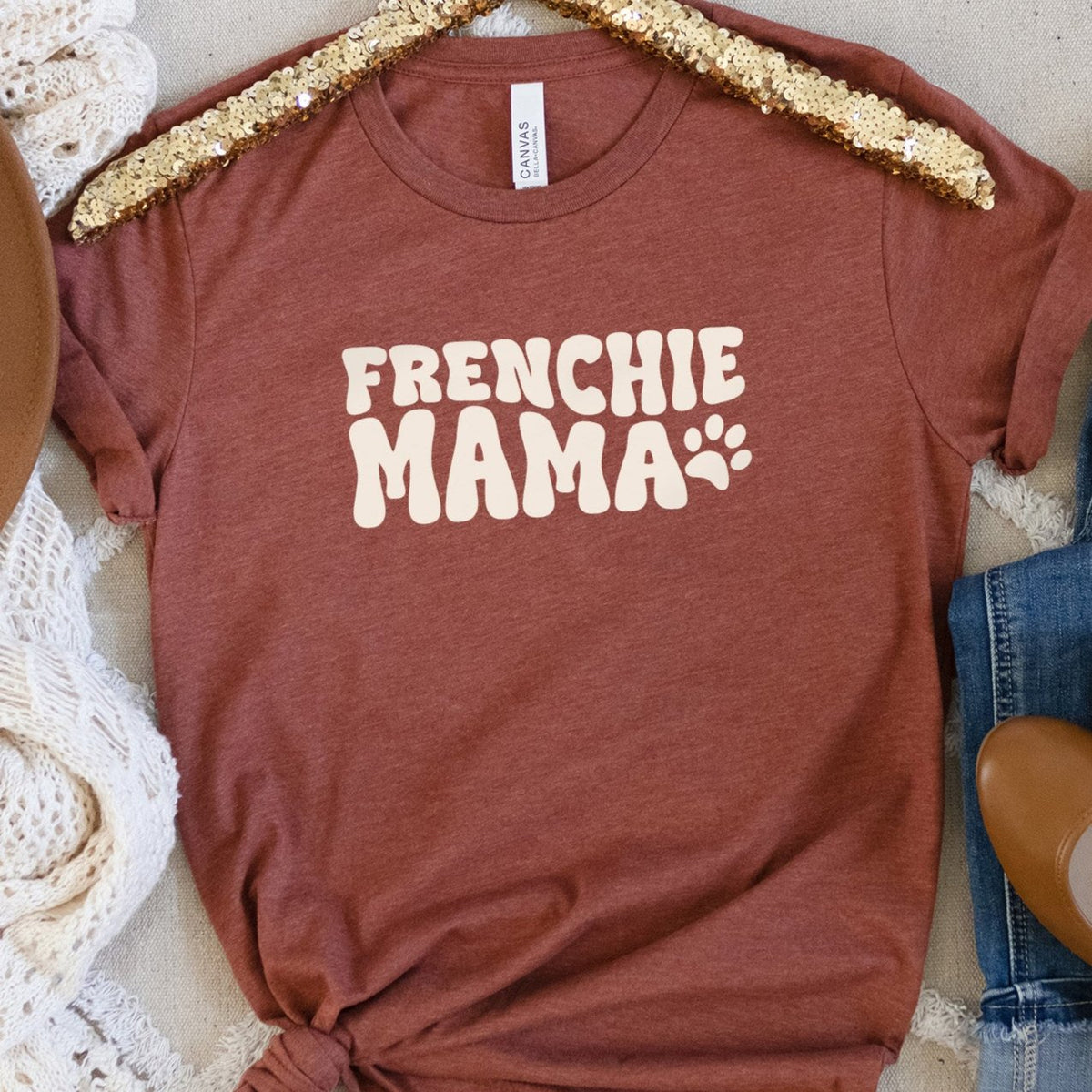 T-shirt Frenchie Mama Mignon Avec Bouledogue Français - Unisexe, Taille S à 3XL, Noir
