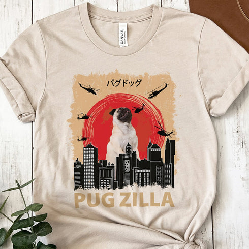 Pug Lover T-Shirt - Pugzilla Funny Pug Shirt for Women
