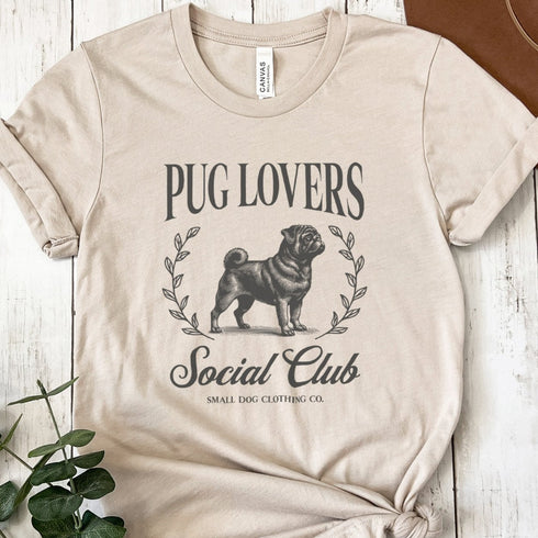 Black Pug Shirt for Women - Pug Lovers Club Tee