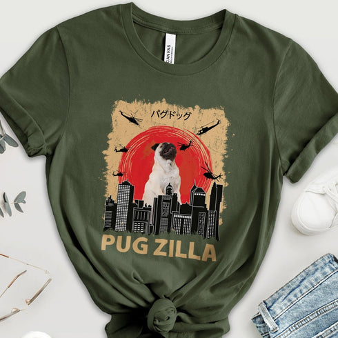 Pug Lover T-Shirt - Pugzilla Funny Pug Shirt for Women