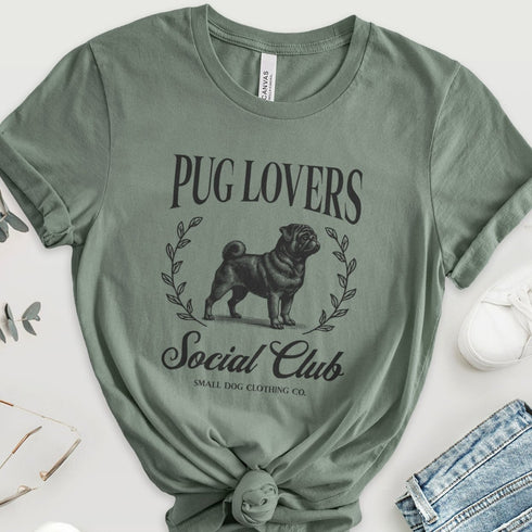 Black Pug Shirt for Women - Pug Lovers Club Tee