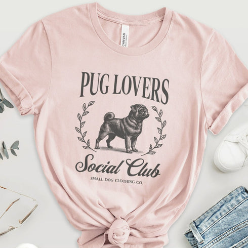 Black Pug Shirt for Women - Pug Lovers Club Tee