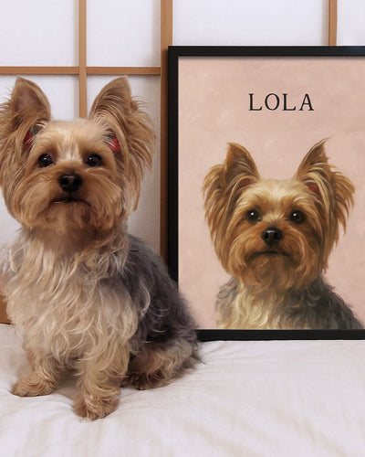 Custom pet portrait painting and dog