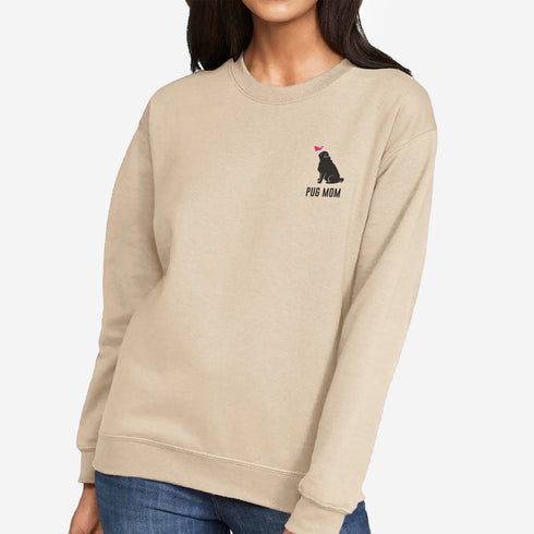 Pug Sweatshirt for Women - Pug Mom Crew Sweatshirt