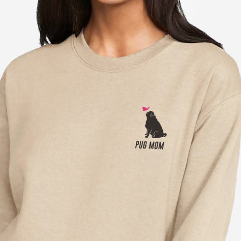 Pug Sweatshirt for Women - Pug Mom Crew Sweatshirt