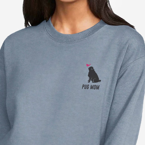 Pug Sweatshirt for Women - Pug Mom Crew Sweatshirt