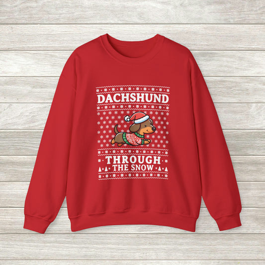 Dachshund Christmas Sweatshirt - Dachshund Through The Snow - Dachshund Gift
