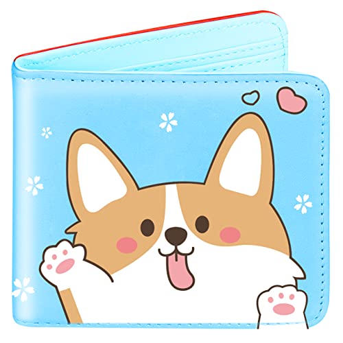 Girls Cute Kawaii Wallet Pink Aesthetic Women Womens dog Cool Funny Leather Credit Id Card Cash Holder Woman Rfid Blocking Zipper Wallets With Coin Pocket Id Window Female Bifold Little Girl
