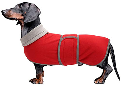 Dachshund Coats Sausage Dog Fleece Coat in Winter Miniature Dachshund Clothes with Hook and Loop Closure and high vis Reflective Trim Safety
