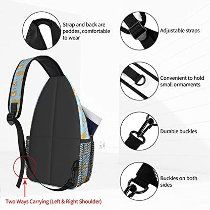 NiuKom Kawaii Corgi Crossbody Sling Backpack - Hiking Daypacks Travel Chest Bag for Men Women