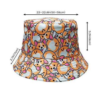 Corgi Love Gifts Travel Summer Womens Bucket Hats Packable Beach Sun Fisherman Hat for Teens Women and Men