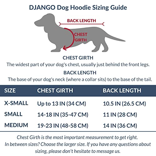 DJANGO Dog Hoodie and Super Soft and Stretchy Sweater with Elastic Waistband and Leash Portal