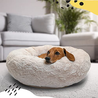 Best Friends by Sheri The Original Calming Donut Cat and Dog Bed in Lux Fur Oyster