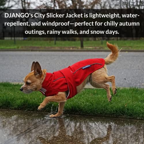 DJANGO City Slicker All-Weather Dog Jacket & Water-Repellent Raincoat with Reflective Piping