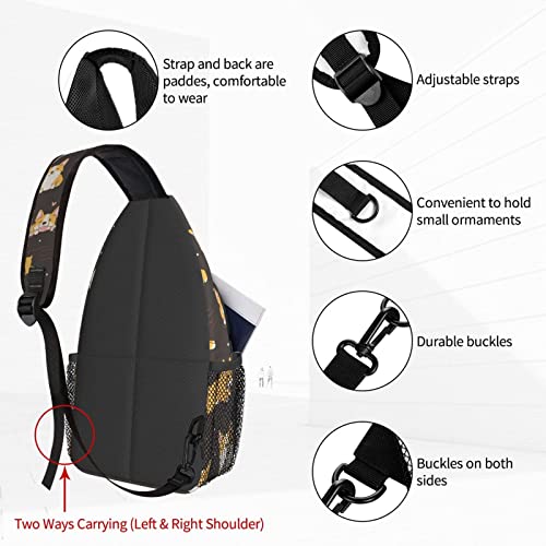Foruidec Crossbody Backpack For Men Women Sling Bag, Kawaii Corgi Cute Dog Chest Bag Shoulder Bag Lightweight One Strap Backpack Multipurpose Travel Hiking Daypack