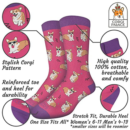 Comfy Corgi Socks, Cute Corgi Socks, Universal Fit, Super Fun Corgi Gifts for Corgi Lovers, Corgi Socks for Men & Women