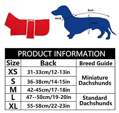 Dachshund Coats Sausage Dog Fleece Coat in Winter Miniature Dachshund Clothes with Hook and Loop Closure and high vis Reflective Trim Safety